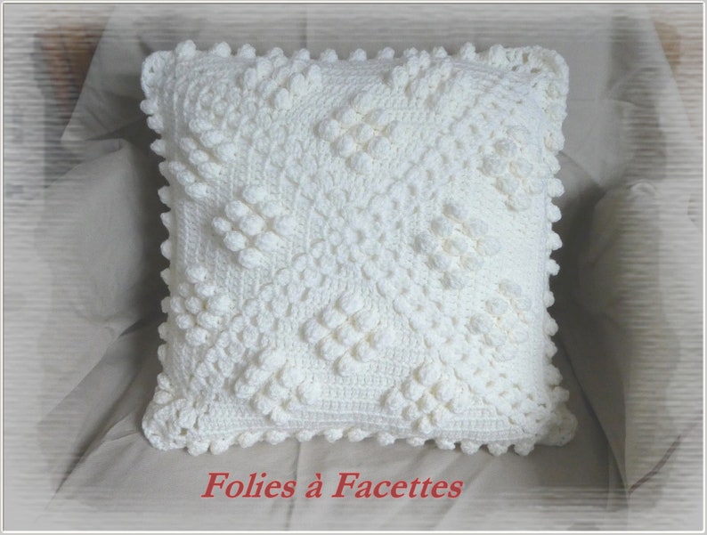 Crochet cushion cover, ecru or gray crochet cushion cover, decoration Ecru