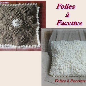 Crochet cushion cover, ecru or gray crochet cushion cover, decoration image 5