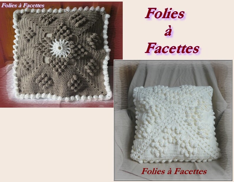 Crochet cushion cover, ecru or gray crochet cushion cover, decoration image 5