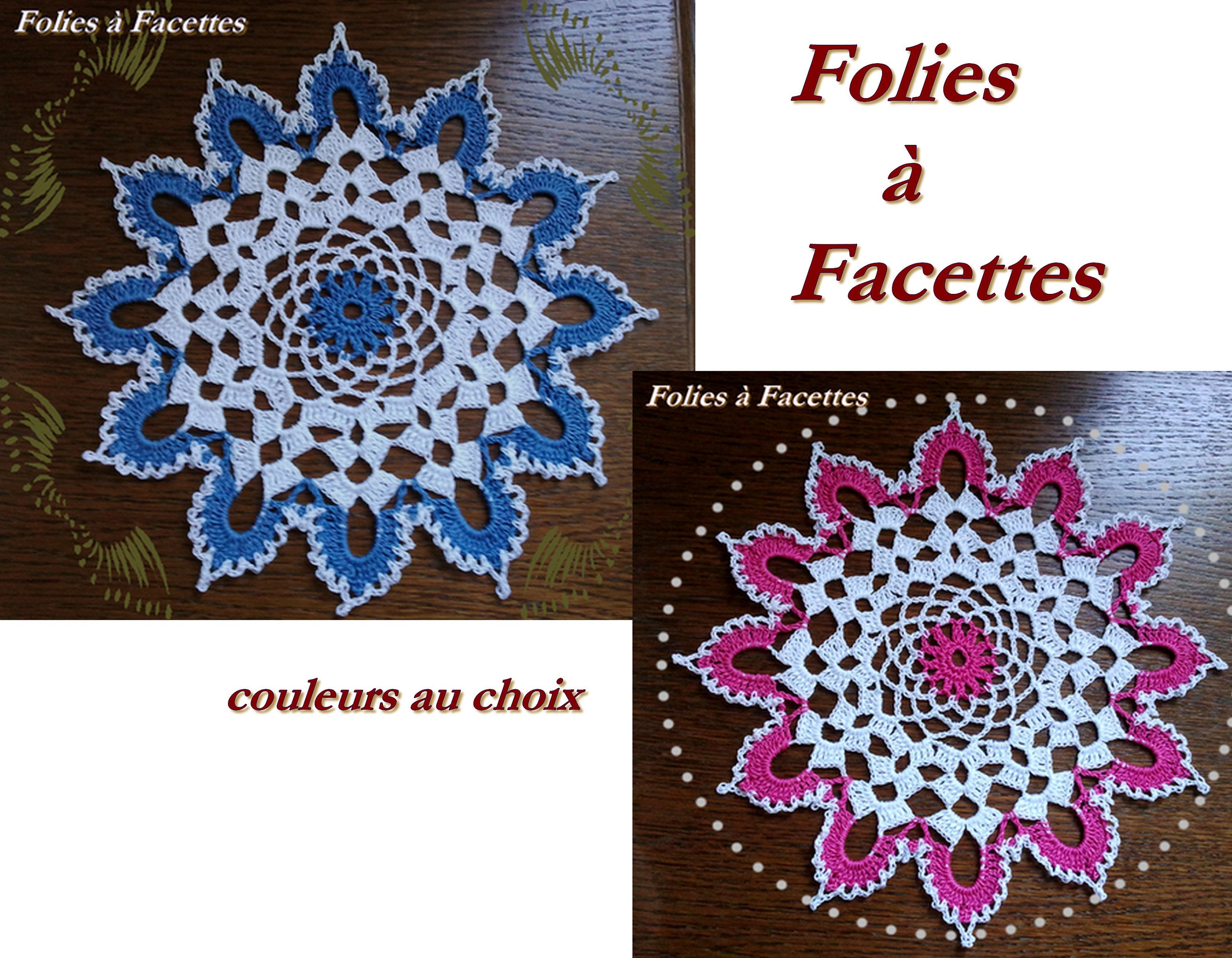 Napperon Rond Au Crochet, Dentelle Blanche, Bleu ou Fushia en Coton | 25cm, Attrapes Rêves, Décorati