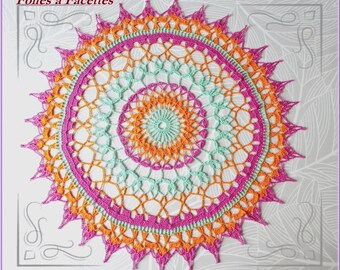Tovaglietta all'uncinetto in stile mandala boho, centrotavola all'uncinetto multicolore (52 cm), decorazione per la casa, acchiappasogni