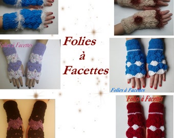 mitaines longues au crochet, mitaines  en laine acrylique, mitaines femme, accessoire, cadeau de noel