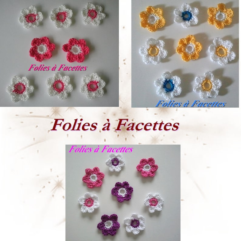 Cotton crochet flowers, assorted colored crochet flowers, lot of crochet flowers, applique flowers, scrapbooking image 1