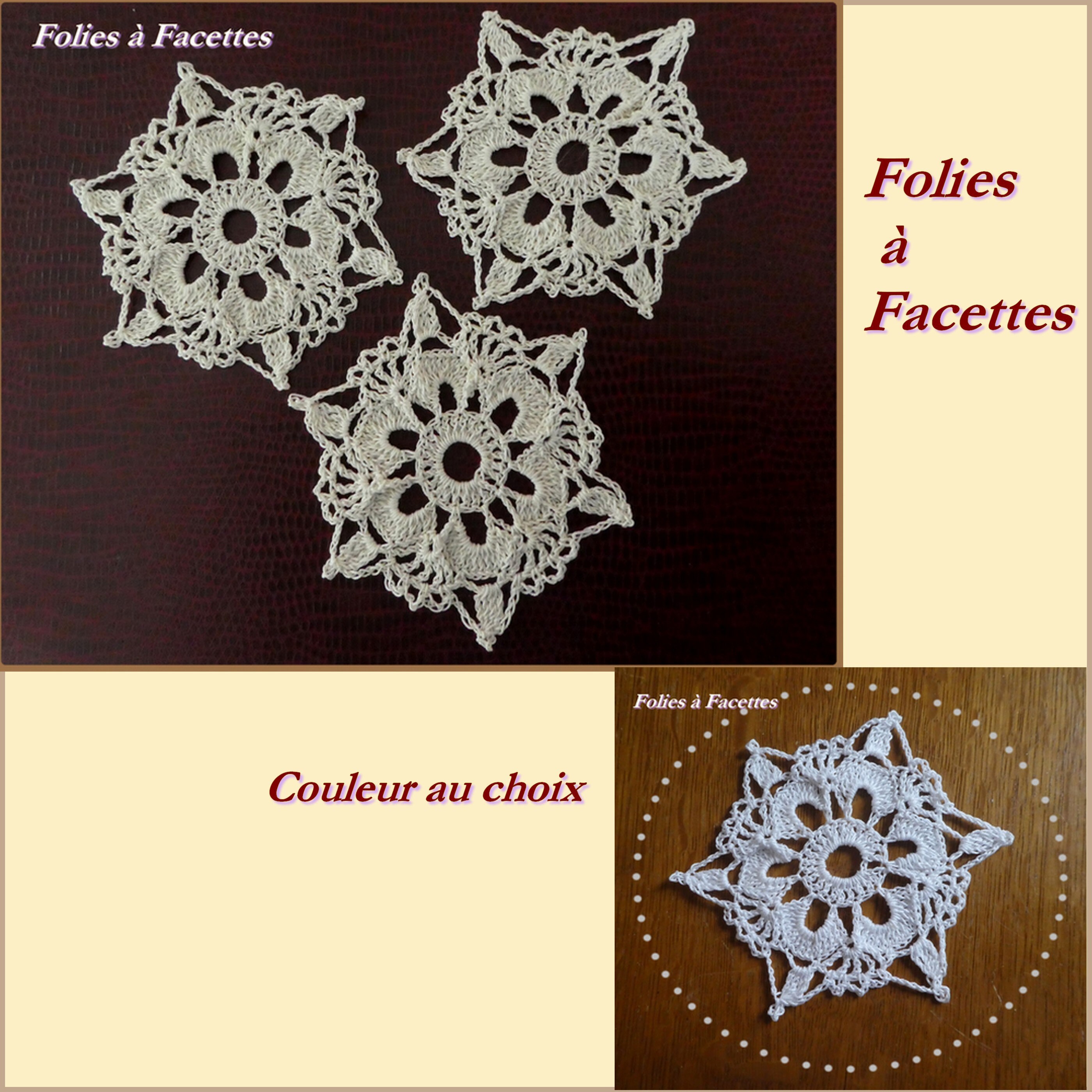 Napperons Au Crochet Par 3, Dessous de Verre Crochet, Étoiles Décoration, Attrape Rêves