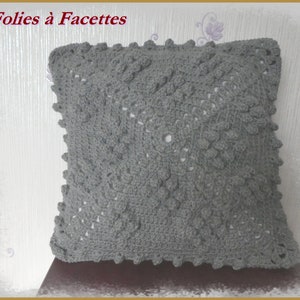 Crochet cushion cover, ecru or gray crochet cushion cover, decoration Gray