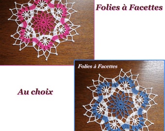 Napperon rond au crochet, dentelle blanche et bleu ou rose en coton (24cm), attrapes rêves