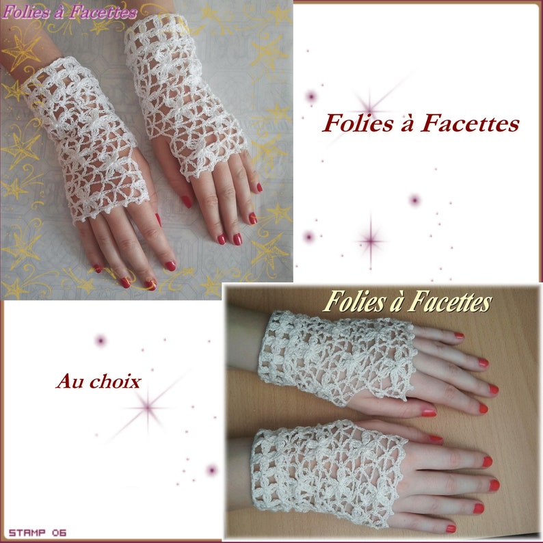 Mitaines dentelle de fleurs en coton au crochet, mitaines noire au crochet, mitaines dentelle, mitaines cérémonie, accessoire femme image 5