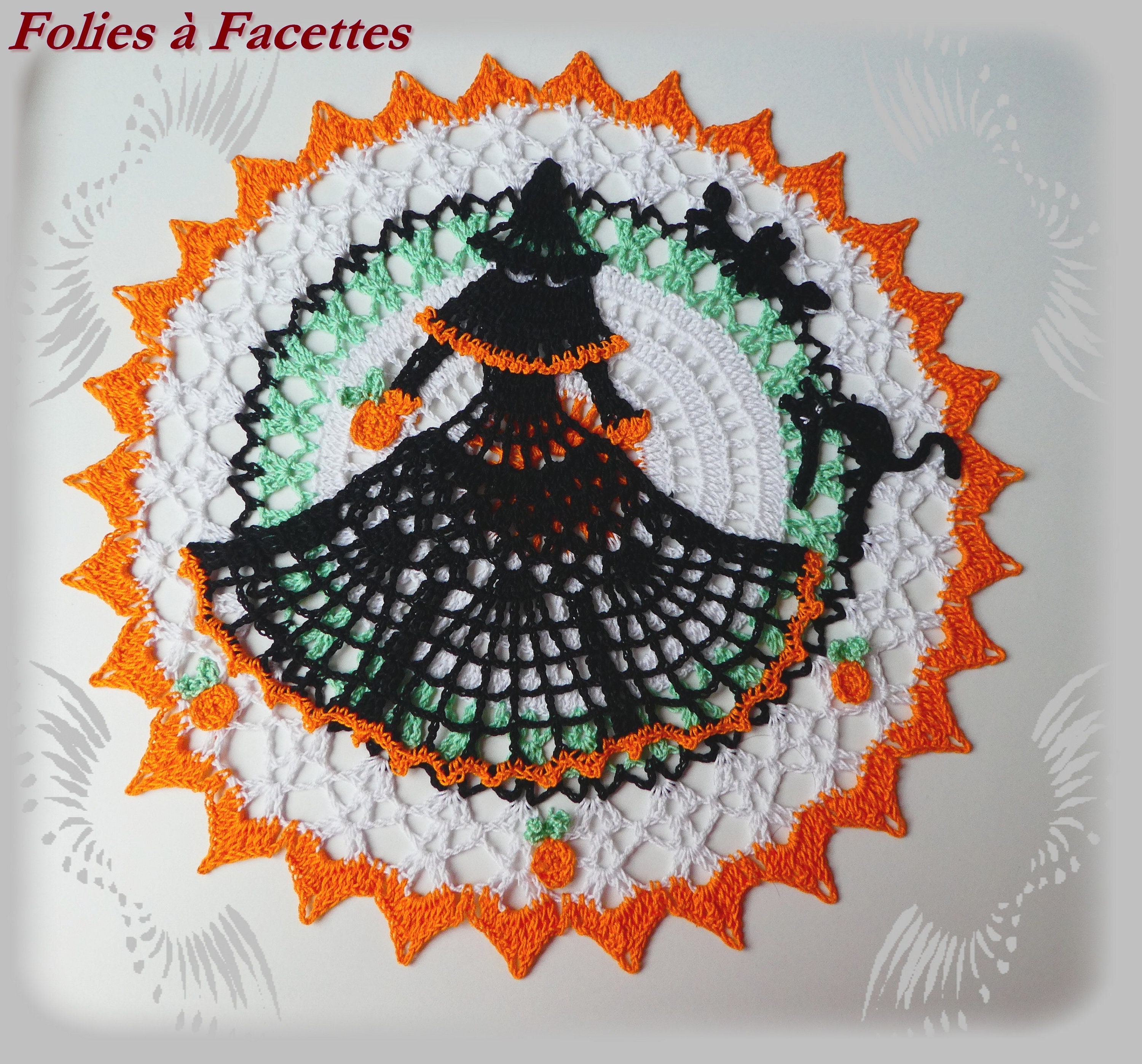 Napperon Au Crochet, Demoiselle Sorcière Crinoline, Napperon Romantique Décoration, Décoratif, Hallo