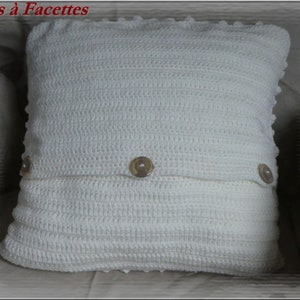 Crochet cushion cover, ecru or gray crochet cushion cover, decoration image 3