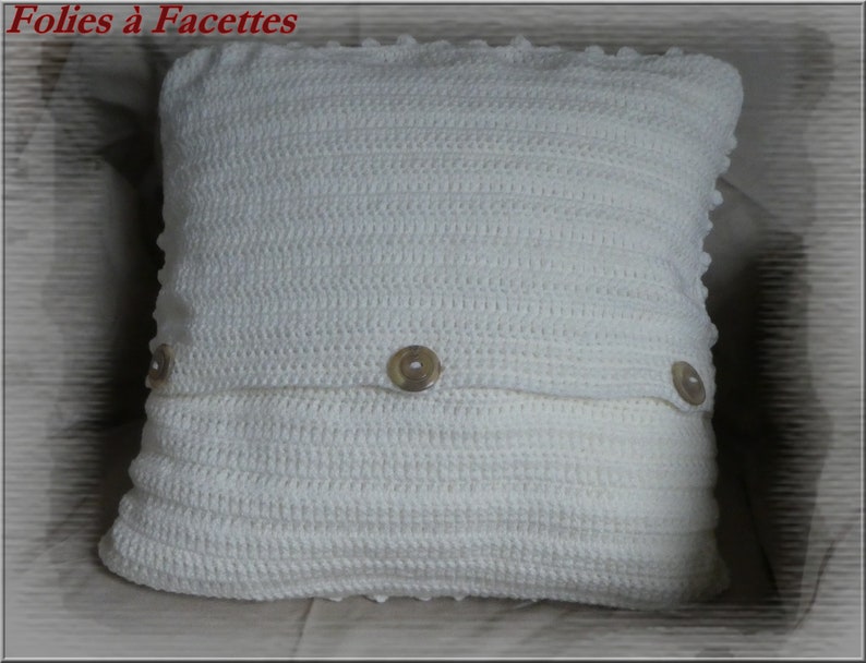 Crochet cushion cover, ecru or gray crochet cushion cover, decoration image 3