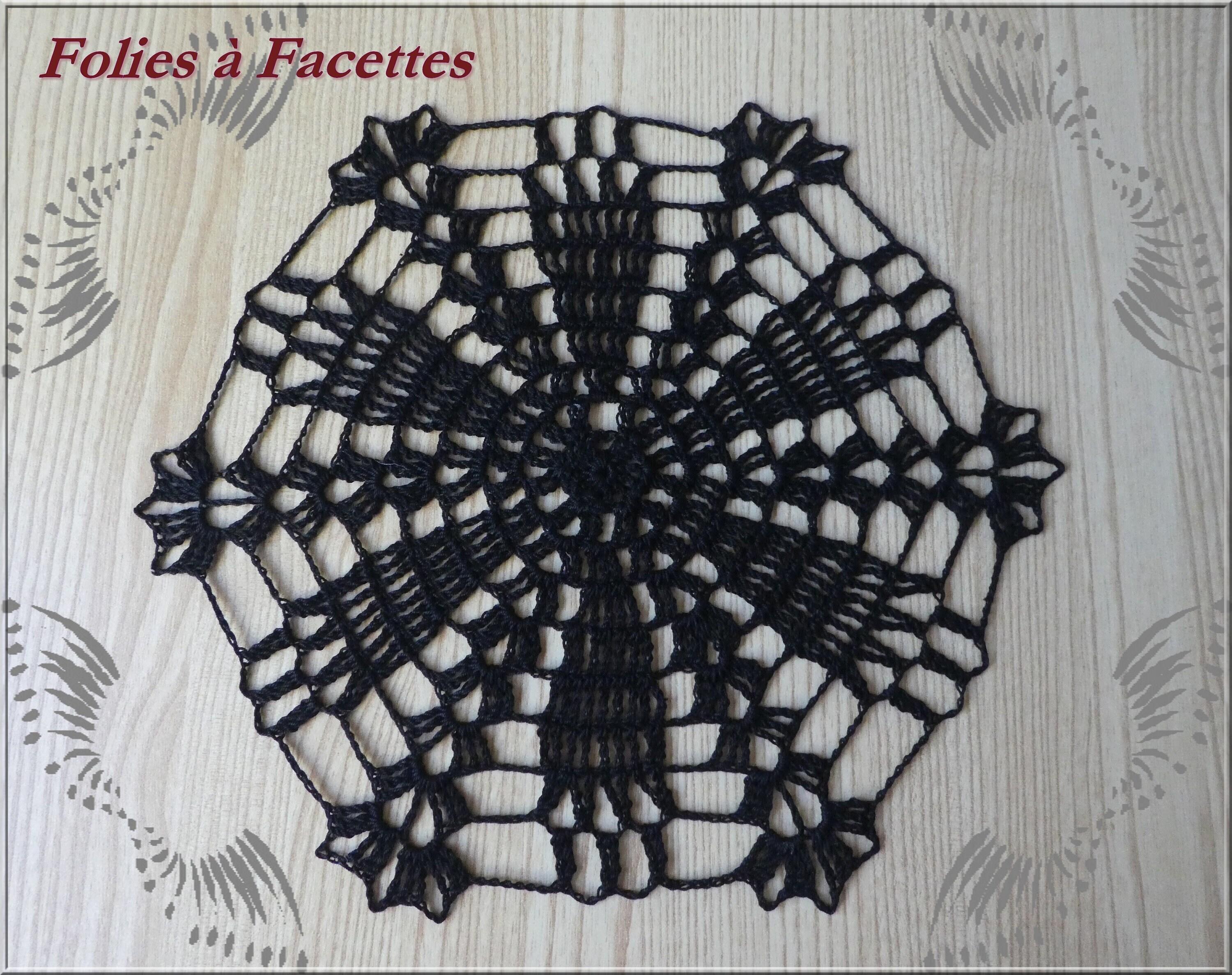 Napperon Noir Au Crochet, Napperon Rond Dentelle Noire, Napperon, Attrape-Reves, Décoration