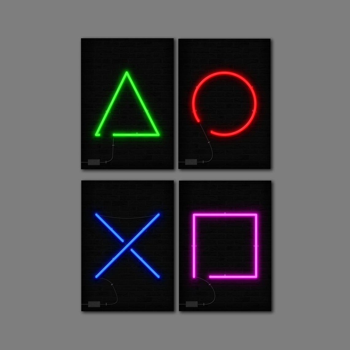 Playstation Controller Symbols Neon Prints Collection Logo | Etsy