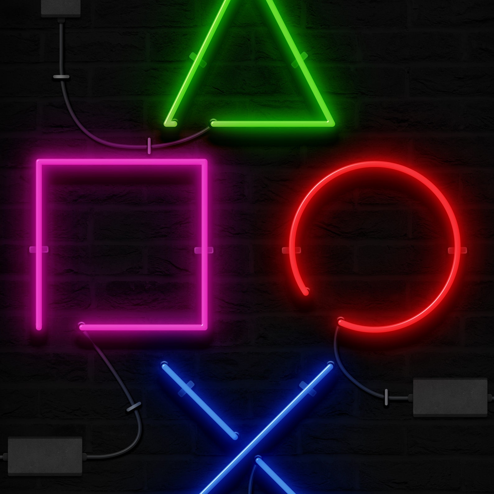Playstation Controller Symbols Neon Style Framed Prints Etsy