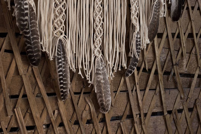 Large macrame wall hanging southwestern decor cow skull Etsy