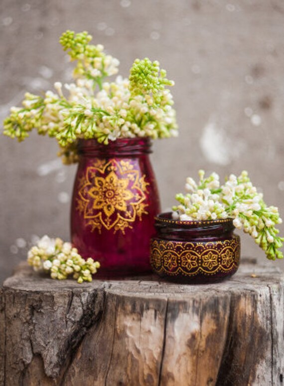 Hippie Decor Painted Jar Dorm Room Decor