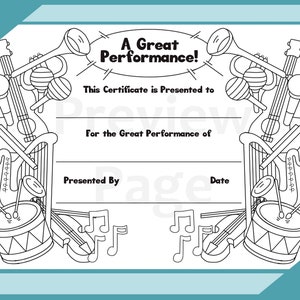 Best Performance Kids Certificate (Music)