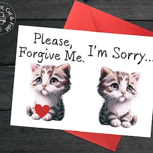 Lo siento lindo gato disculpa tarjeta de felicitación descarga digital imprimible 5"x7"