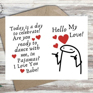 Bonjour mon amour, aujourd'hui est un jour pour célébrer l'anniversaire de la carte, carte imprimable anniversaire pour petit ami, petite amie, femme ou mari 5 "x 7"