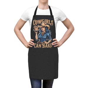 Cowgirl Apron, Fun Cooking Gift for Bakers, Western Kitchen Accessory, Baking with Style, Unique Gift for Her, Perfect for Cowgirl Lovers