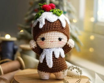 Figgy the Christmas Pudding Amigurumi Crochet Pattern [ENG pdf] - Bricolaje festivo