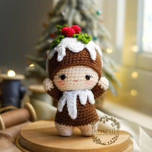 Figgy the Christmas Pudding Amigurumi Crochet Pattern ENG pdf Festive Holiday DIY image 1