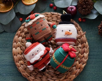 Christmas amigurumi crochet pattern - christmas cubes set of 4 bundle [ENG PDF] - ornaments