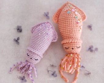 The Dreamy Squid Crochet Pattern [English pdf] • amigurumi pattern | baby squid, plushie baby toy, easy crochet tutorial for beginners