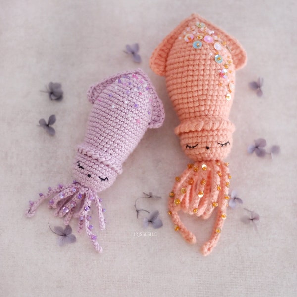 The Dreamy Squid Crochet Pattern [English pdf] • amigurumi pattern | baby squid, plushie baby toy, easy crochet tutorial for beginners