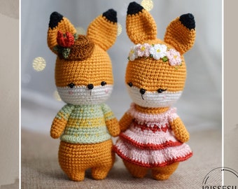 2 in 1 fox crochet pattern - Loxley & Huxley the fox couple amigurumi pattern  [Eng PDF] | valentine cute fox crochet pattern