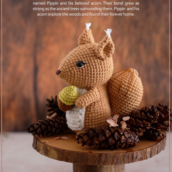 Crochet Squirrel pattern | Pippin the Squirrel  [ENG PDF] - woodland amigurumi kawaii stuffed squirrel | Easy Tutorial PDF for Beginners