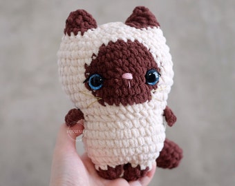 Patron au crochet chat siamois : peluche amigurumi sans couture (PDF ANGLAIS)