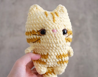 Crochet Yellow Tabby Cat Pattern: No Sew Amigurumi (PDF)