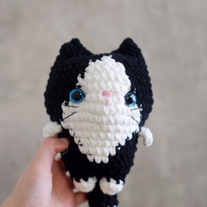 Crochet cat pattern, tuxedo black cat, Quirkcats no sew crochet pattern [ENGLISH PDF], amigurumi cat plush pattern, crochet kitty cat