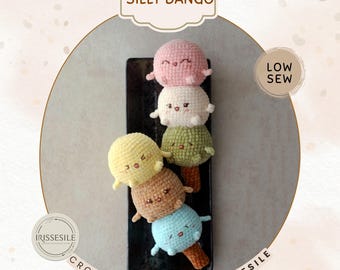 Patrón de felpa tonto de ganchillo Dango: Amigurumi de costura baja (ENG pdf)