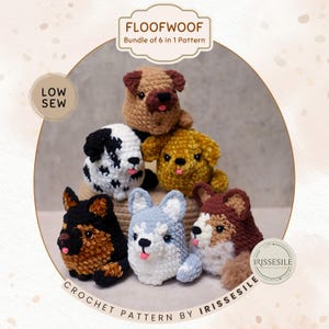 Pacchetto di 6 modelli all'uncinetto per cani Floofwoof: modelli di cuccioli di peluche amigurumi (PDF)