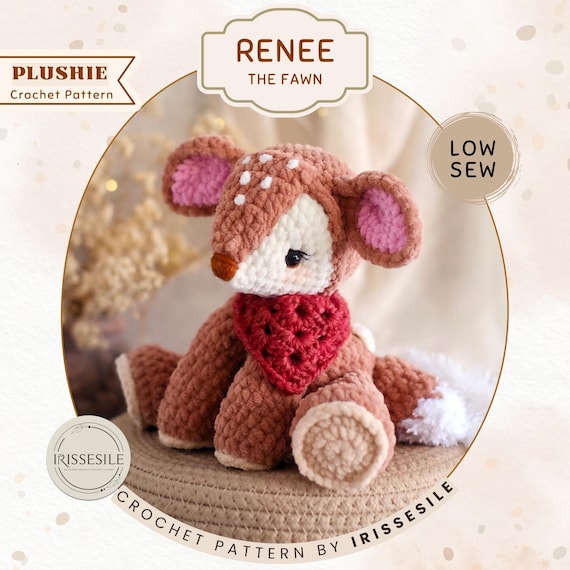 Crochet deer pattern: Renee the Fawn Plush Pattern (English PDF)| reindeer Amigurumi tutorial