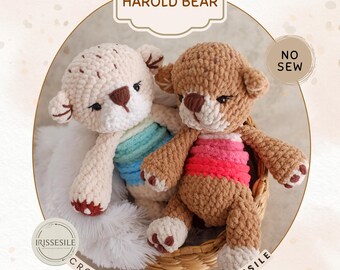 Harold the Bear Crochet Pattern: Amigurumi Snuggler (ENGLISH PDF)