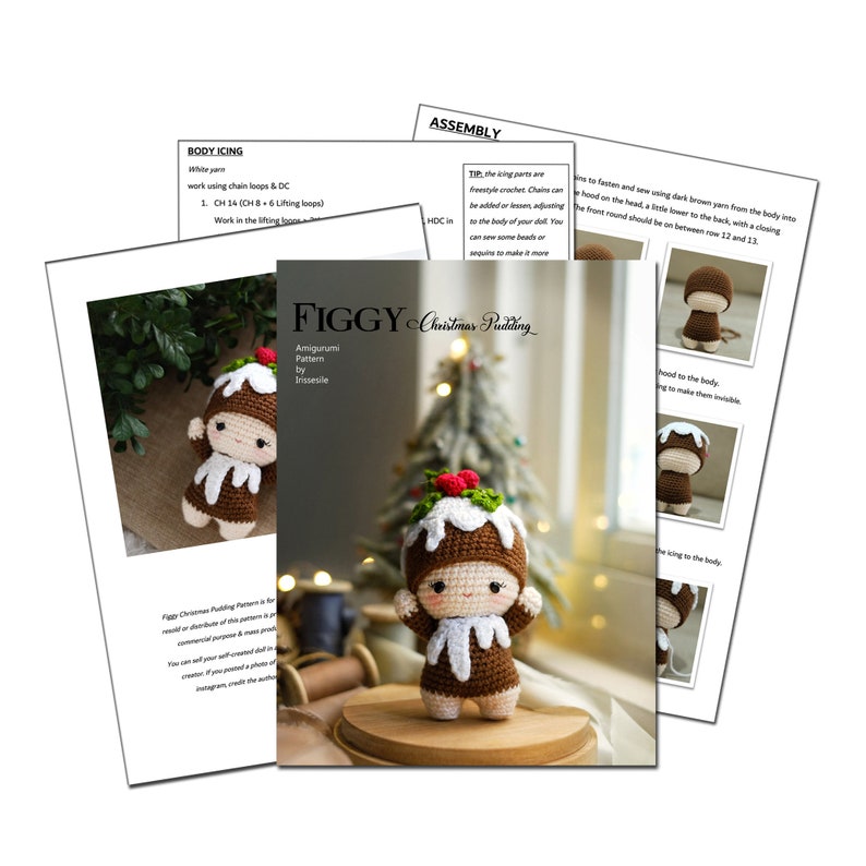 Figgy the Christmas Pudding Amigurumi Crochet Pattern ENG pdf Festive Holiday DIY image 8