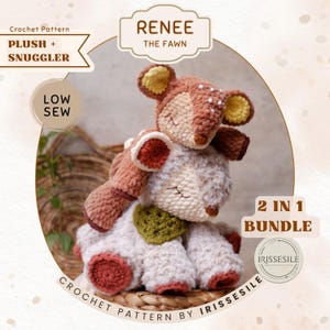 2 in 1 Bundle Crcohet Deer Pattern: Renee the Fawn Snuggler/lovey and Plushie, Reh Amigurumi Häkelanleitung (englisches PDF)