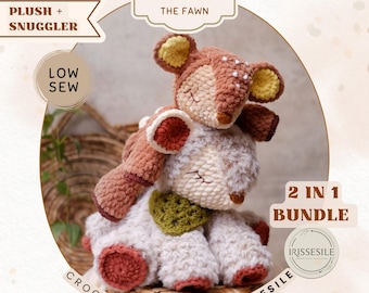 2 in 1 Bundle Crcohet Deer Pattern: Renee the Fawn Snuggler/lovey and Plushie, deer amigurumi crochet pattern (English PDF)