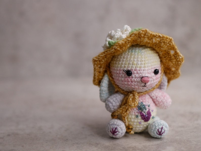 Patrón de crochet Patrón amigurumi Summer Bunny Patrón PDF en inglés patrón de crochet de conejo/conejito / sombrero de sol flexible a crochet imagen 4