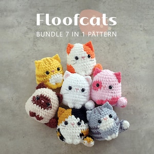 Paquete de patrones de crochet Floofcats 7 en 1: Diseños de gatos amigurumi (PDF en inglés) / Peluches de gatos gruesos imagen 2