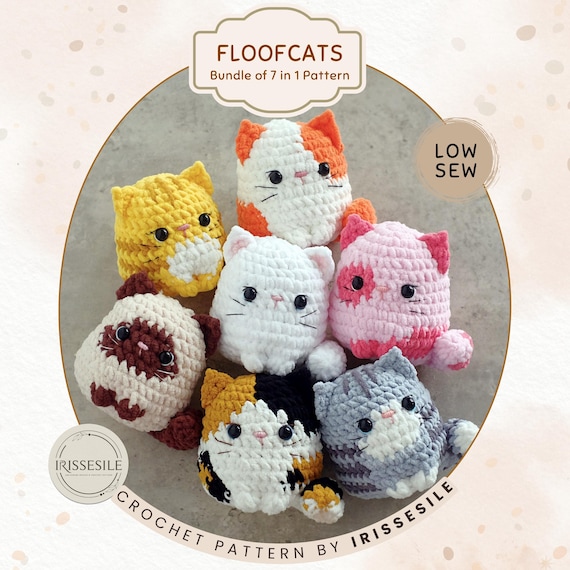 Floofcats Crochet Pattern 7 in 1 Bundle: Amigurumi Loaf Cat Designs (English PDF) | Chunky Cat Plushies