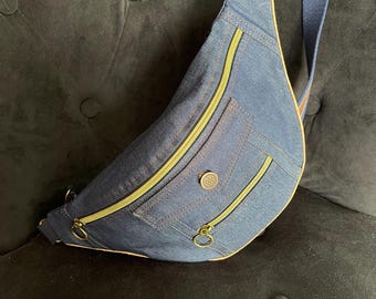 Riñonera fina de denim crudo