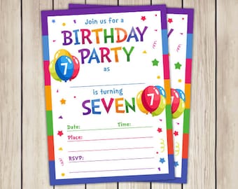 7 year old invite etsy