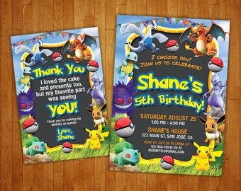 Pokemon Invitation Etsy