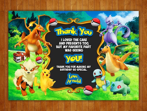 pokemon birthday invitation pokemon invitation pokemon party pokemon printables pokemon personalized free 4x6 thank you card pokemon invitation