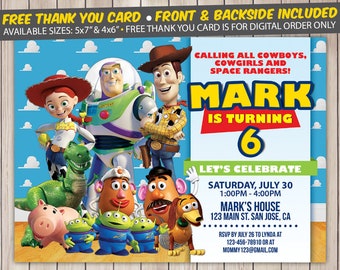 Toy Story Invitation, Toy Story Birthday Invitation, Toy Story Birthday Party, Toy Story Thank You Card, Personalized, Digital File, Printed