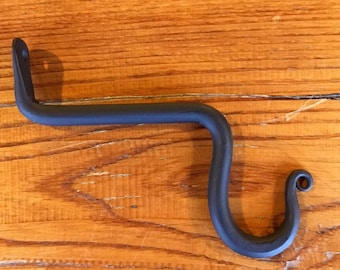 Plant Hook, Handmade, Sturdy, Heavy Duty, Blacksmith Made Iron Hook, Firepit Poker Hook, Curtain Rod Hook