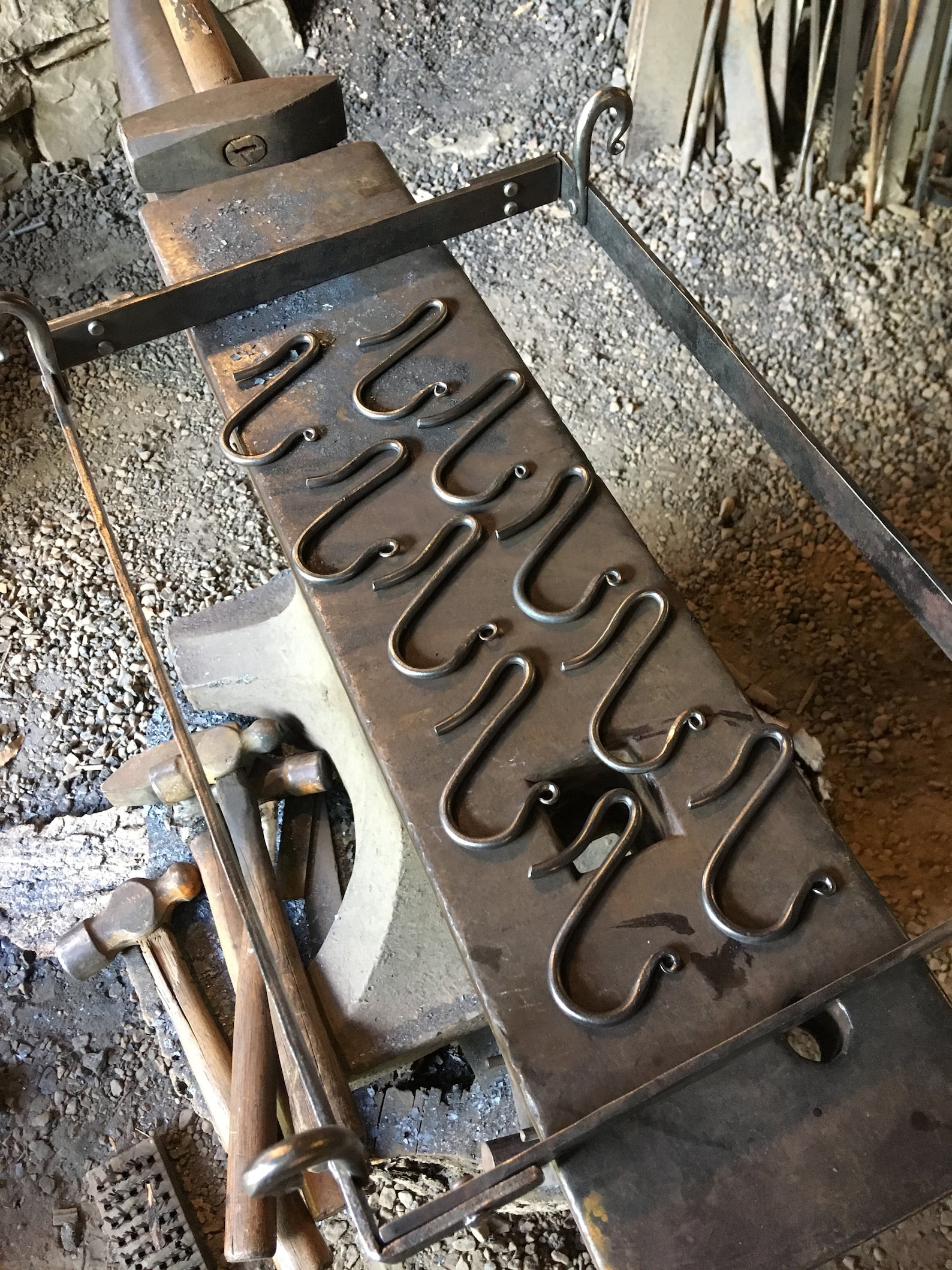 Small Pot Rack Blacksmith Made Kitchen Rack With 10 Sliding Etsy